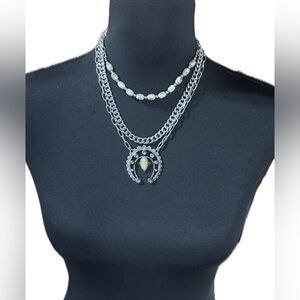 Chic Silver and Cream Layered Necklace